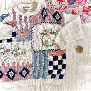 Vintage Women’s Cozy Valentine Sweater in size medium, Hand-knit